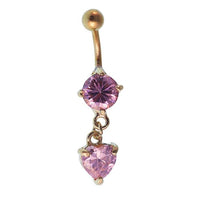 Load image into Gallery viewer, Bauchnabelpiercing goldfarben rosa großer runder Zirkonia Stein Herz Anhänger Edelstahl - chic - net.de
