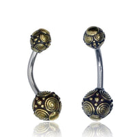 Load image into Gallery viewer, Bauchnabelpiercing Messing Edelstahl antik gold silber Kugel - chic - net.de
