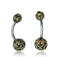 Load image into Gallery viewer, Bauchnabelpiercing Messing Edelstahl antik gold silber Kugel - chic - net.de
