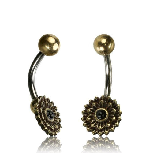 Bauchnabelpiercing Messing Edelstahl antik golden silbern Dalie Onyx - chic - net.de