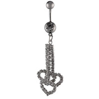Cargar imagen en el visor de la galería, Bauchnabelpiercing silberfarben drei Herz Anhänger Zirkonia weiß Edelstahl - chic - net.de

