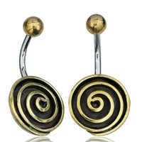 Load image into Gallery viewer, Bauchnabelpiercing Spirale 14mm Edelstahl Messing - chic - net.de
