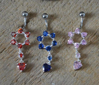 Cargar imagen en el visor de la galería, Bauchnabel Piercing Edelstahl Zirkonia Silber Stern Herz

