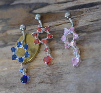 Cargar imagen en el visor de la galería, Bauchnabel Piercing Edelstahl Zirkonia Silber Stern Herz
