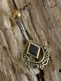 Cargar imagen en el visor de la galería, Bauchnabel Piercing Brass Edelstahl Raute verziert Shell
