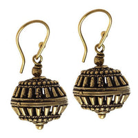 Load image into Gallery viewer, Brass Ohrringe antik golden Kugeln Creolen Spiralen Messing Ohrhänger
