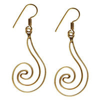 Load image into Gallery viewer, Brass Ohrringe antik golden Kugeln Creolen Spiralen Messing Ohrhänger
