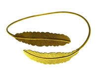 Load image into Gallery viewer, Brass Armreif antik golden zwei Federn schmal - chic - net.de
