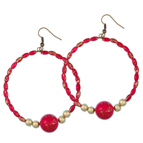 Brass gold rot marmoriert Perlen Kugel Ohrringe Kupfer Ohrhänger nickelfrei Damenschmuck - chic - net.de