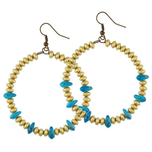 Brass gold türkis marmoriert Perlen Tropfen Ohrringe Kupfer Ohrhänger nickelfrei Damen Schmuck - chic - net.de