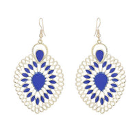 Load image into Gallery viewer, Brass golden blaue Ohrringe Emaille filigran Tropfen umgedreht Seile 6 cm - chic - net.de
