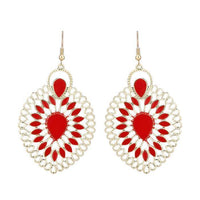 Load image into Gallery viewer, Brass golden rote Ohrringe Emaille filigran Tropfen umgedreht Seile 6 cm - chic - net.de
