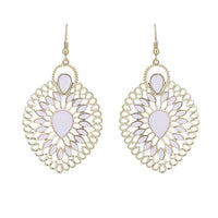 Load image into Gallery viewer, Brass golden weiße Ohrringe Emaille filigran Tropfen umgedreht Seile 6 cm - chic - net.de
