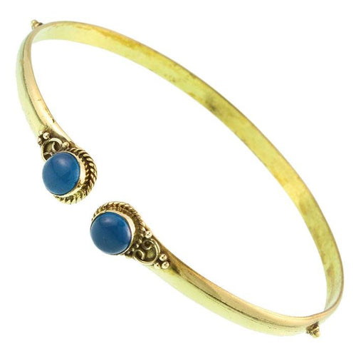 Brass Oberarmreif Punkte gold Chalzedon rund Seil Spiralbogen nickelfrei verstellbar Tribal Armreif - chic - net.de