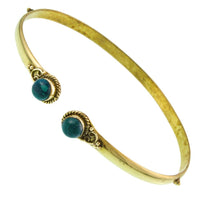 Cargar imagen en el visor de la galería, Brass Oberarmreif Punkte gold Malachit rund Seil Spiralbogen nickelfrei verstellbar Tribal Armreif - chic - net.de
