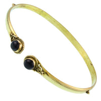 Cargar imagen en el visor de la galería, Brass Oberarmreif Punkte gold Onyx rund Seil Spiralbogen nickelfrei verstellbar Tribal Armreif - chic - net.de
