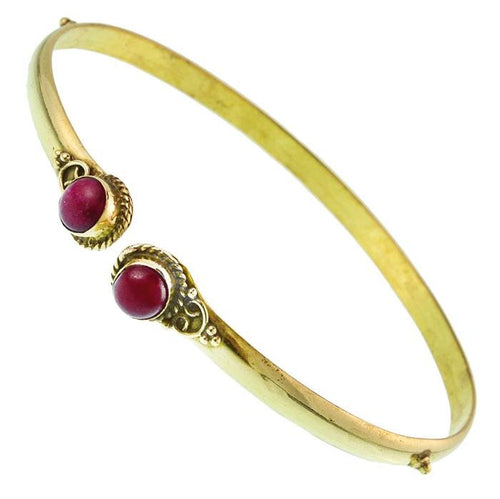 Brass Oberarmreif Punkte gold Rubin rund Seil Spiralbogen nickelfrei verstellbar Tribal Armreif - chic - net.de