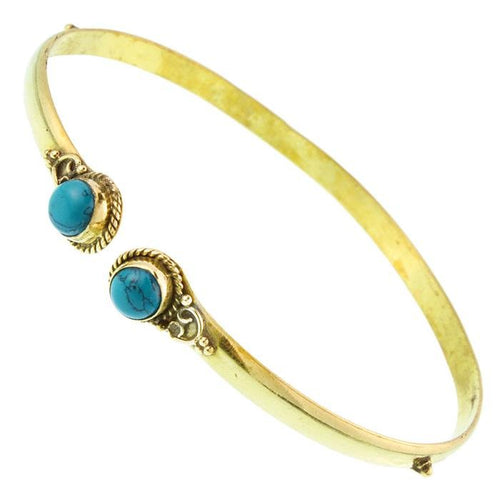 Brass Oberarmreif Punkte gold Türkis rund Seil Spiralbogen nickelfrei verstellbar Tribal Armreif - chic - net.de