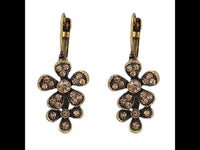 Load image into Gallery viewer, Brass Ohrringe antik golden oxidiert zwei Blumen Steine orange schimmernd - chic - net.de
