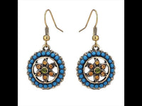 Load image into Gallery viewer, Brass Ohrringe golden anitk rund Kreis Steine Blau Blume orange grün - chic - net.de
