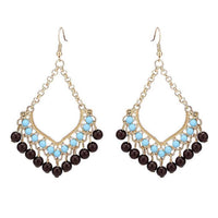 Load image into Gallery viewer, Brass Ohrringe golden glänzend halbes Herz Steine hellblau schwarz - chic - net.de
