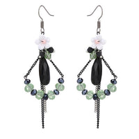 Cargar imagen en el visor de la galería, Brass Ohrringe silber Blume facettiert Steine schwarz grün - chic - net.de
