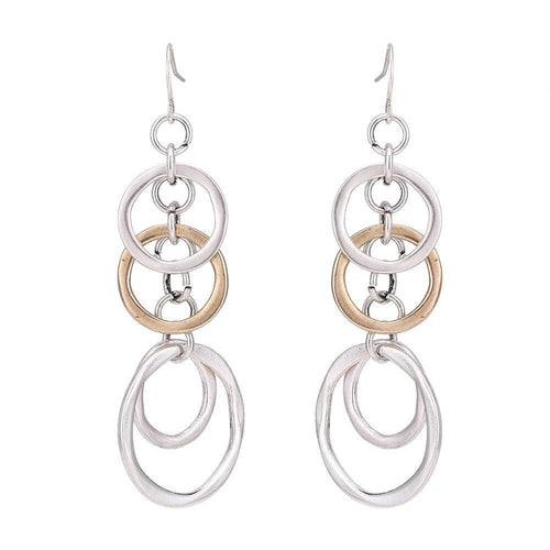 Brass Ohrringe silberfarben Kreise Anhänger silberfarben goldfarben - chic - net.de