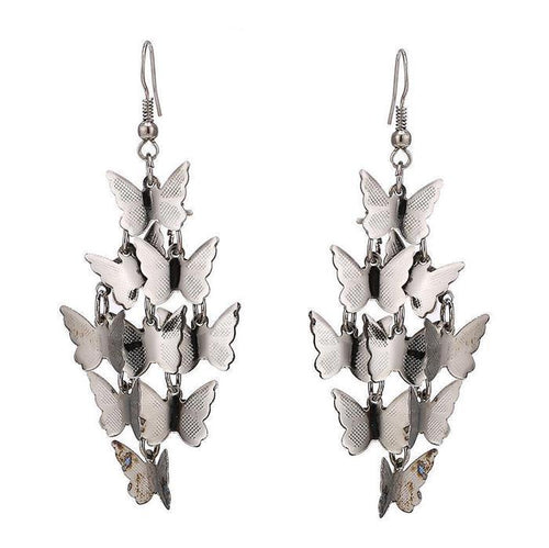 Brass Ohrringe silberfarben lang kleine Schmetterlinge Anhänger - chic - net.de