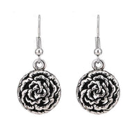 Cargar imagen en el visor de la galería, Brass Ohrringe silberfarben oxidiert rund Blüte klein - chic - net.de
