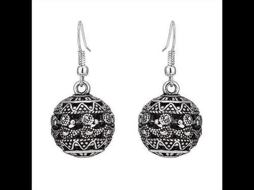 Brass Ohrringe silberfarben schwarz oxidiert Kugeln antik Kreise - chic - net.de