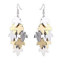 Cargar imagen en el visor de la galería, Brass Ohrringe silberfarben und golden Blätter glänzend - chic - net.de

