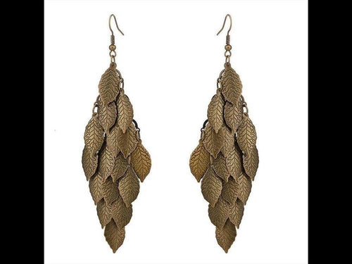 Brass Ohrringe teils oxidiert feine Blätter Struktur - chic - net.de