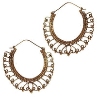 Cargar imagen en el visor de la galería, Brass Ohrringe Tribal rund Spiralbogen - Rand antik golden Messing - chic - net.de
