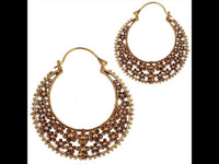 Load image into Gallery viewer, Brass Ohrringe Tribal Sichel Blumenmeer antik golden Messing - chic - net.de
