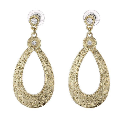 Brass Ohrstecker antik golden Steine weiß rund Tropfen groß Blumen - chic - net.de