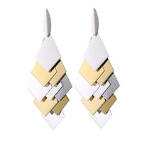 Cargar imagen en el visor de la galería, Brass Ohrstecker silberfarben und golden Rauten Anhänger glänzend - chic - net.de
