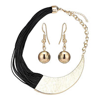 Load image into Gallery viewer, Brass Schmuckset antik goldfarben Kugel Ohrringe Kette Lederbänder - chic - net.de
