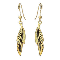 Load image into Gallery viewer, Brass Schmuckset goldfarben Kette Federn Ohrringe verstellbar - chic - net.de
