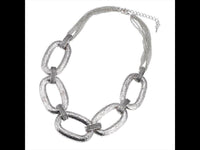 Load image into Gallery viewer, Brass Schmuckset silberfarben ovale große Gliederkette Ohrringe fein verstellbar - chic - net.de
