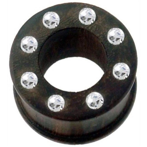 braun Holztunnel Kristalle Teakholz handgeschnitzt Tribal Holz Tunnel Plug Expander Ohrstecker - chic - net.de