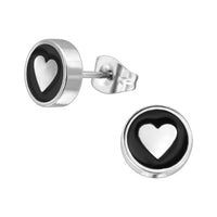Load image into Gallery viewer, Chirurgischer Edelstahl Ohrstecker Herz Yin Yang 8mm - chic - net.de

