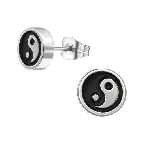 Chirurgischer Edelstahl Ohrstecker Herz Yin Yang 8mm - chic - net.de
