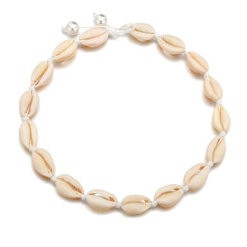 Choker Halskette Cowrie Kauri Muschel schwarz weiß - chic - net.de