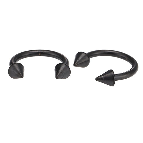 Circular Barbel Piercing schwarz mit Cones aus Edelstahl Hufeisen Augenbraue - chic - net.de