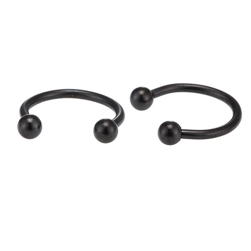 Circular Barbell Piercing groß mit Kugeln in schwarz aus Edelstahl Hufeisen - chic - net.de