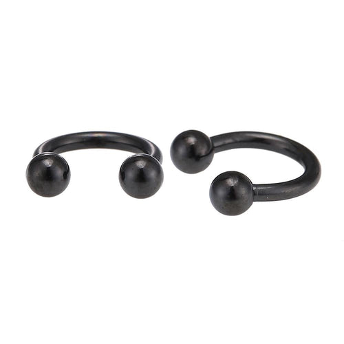 Circular Barbell Piercing groß mit Kugeln in schwarz aus Edelstahl Hufeisen - chic - net.de