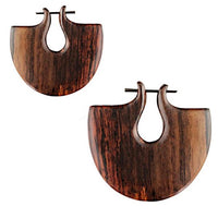 Load image into Gallery viewer, Pin Creolen Stick Ohrringe Holz Halbkreis 55mm breit
