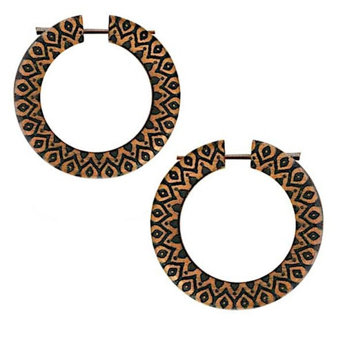 Creolen Ohrringe Holz Stick Pin Saba Holz Tribal Sonnenblume - chic - net.de