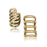 Load image into Gallery viewer, Ear cuff Dread Lock Bead Messing gold 5 Ringe glatt - chic - net.de
