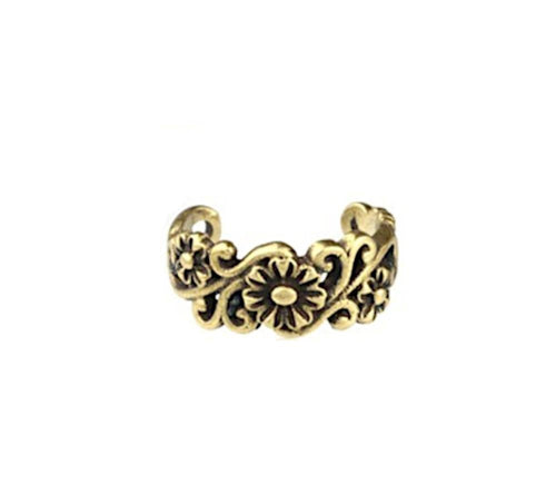 Ear cuff Dread Lock Bead Messing gold Blumen - chic - net.de
